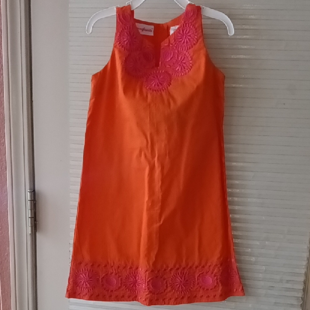 Orange and Pink Sleeveless Halter Sundress